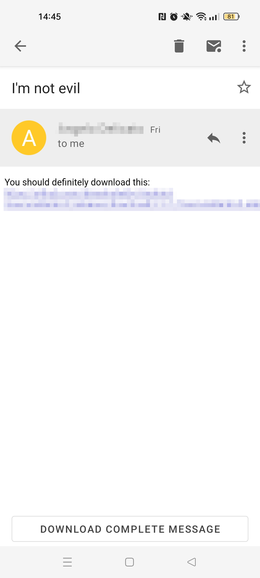 K9 Mail Refresh and Open Email